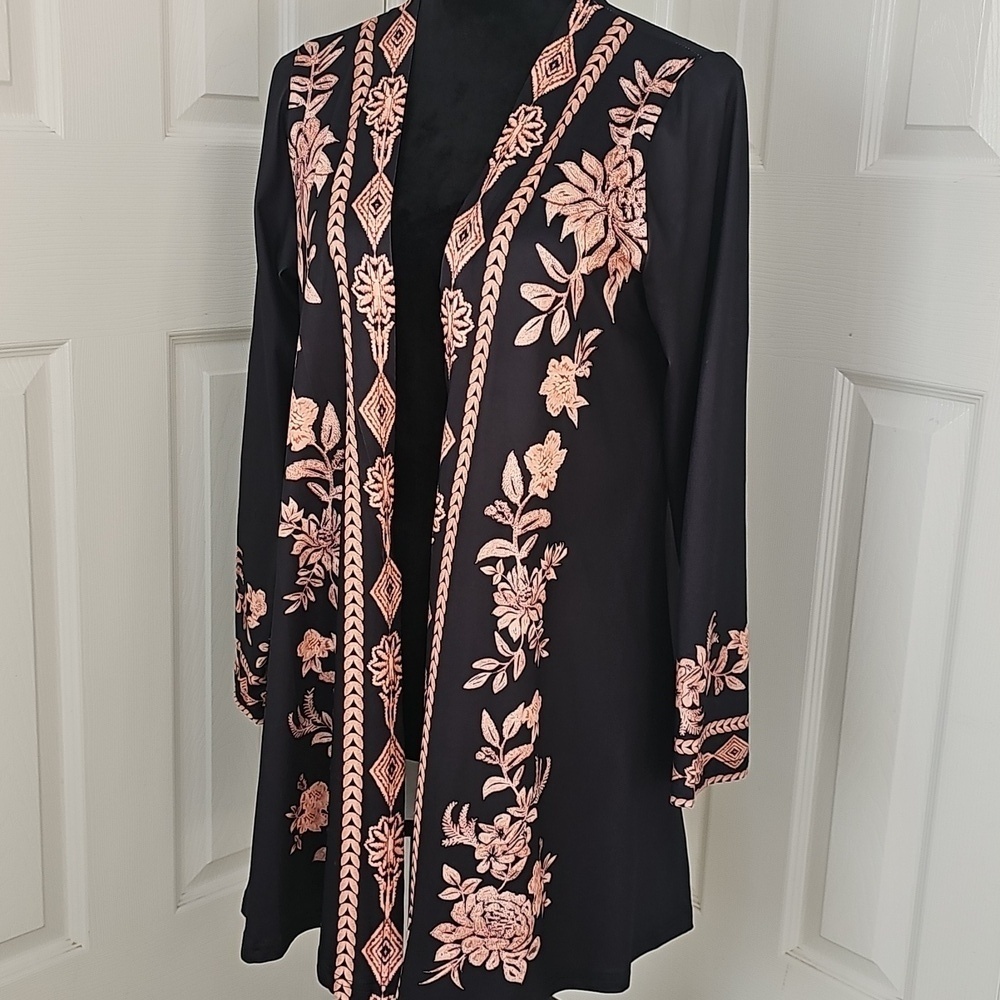 NWOT Zagros Lightweight Retro Long Sleeved Open Paisley Cardigan Small - Picture 9 of 12